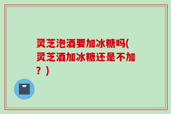 灵芝泡酒要加冰糖吗(灵芝酒加冰糖还是不加？)