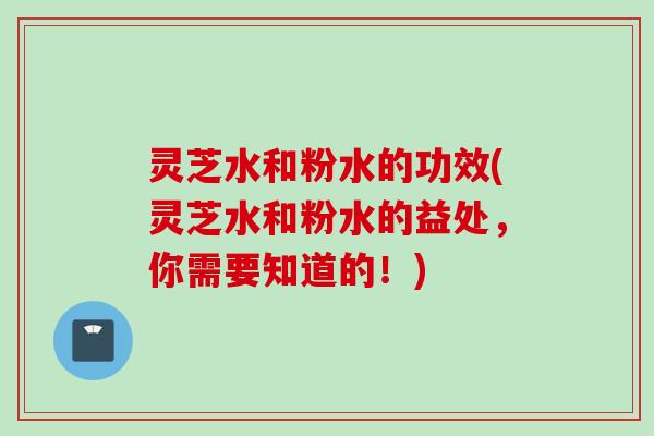 灵芝水和粉水的功效(灵芝水和粉水的益处，你需要知道的！)