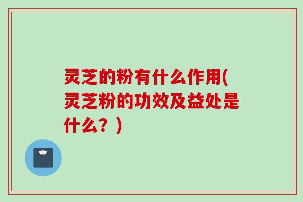 灵芝的粉有什么作用(灵芝粉的功效及益处是什么？)
