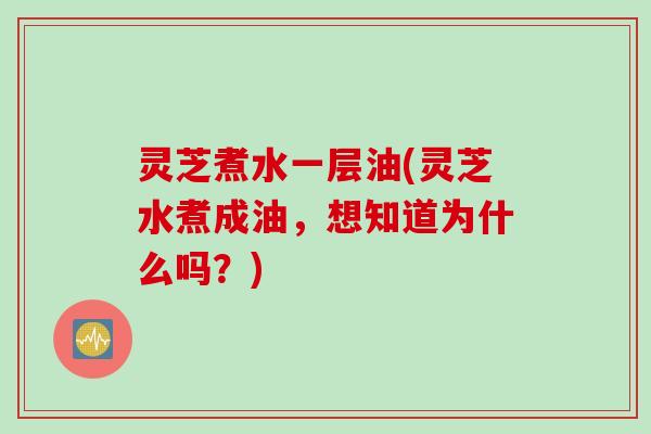 灵芝煮水一层油(灵芝水煮成油，想知道为什么吗？)