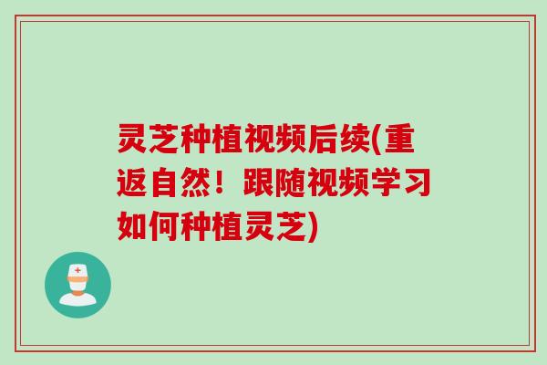 灵芝种植视频后续(重返自然！跟随视频学习如何种植灵芝)