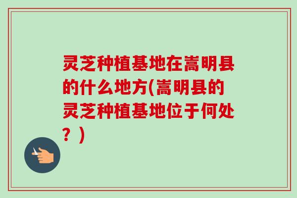 灵芝种植基地在嵩明县的什么地方(嵩明县的灵芝种植基地位于何处？)
