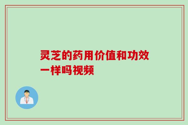 灵芝的药用价值和功效一样吗视频