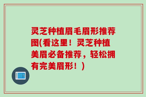 灵芝种植眉毛眉形推荐图(看这里！灵芝种植美眉必备推荐，轻松拥有完美眉形！)