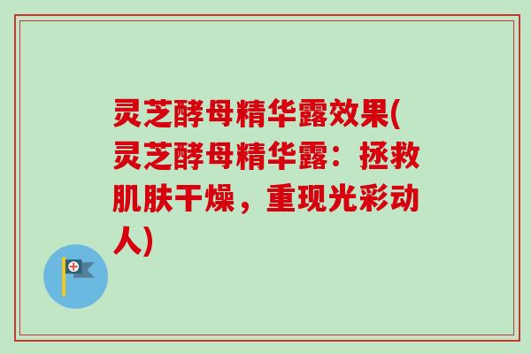灵芝酵母精华露效果(灵芝酵母精华露：拯救肌肤干燥，重现光彩动人)