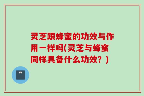 灵芝跟蜂蜜的功效与作用一样吗(灵芝与蜂蜜同样具备什么功效？)