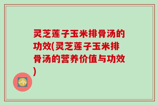 灵芝莲子玉米排骨汤的功效(灵芝莲子玉米排骨汤的营养价值与功效)