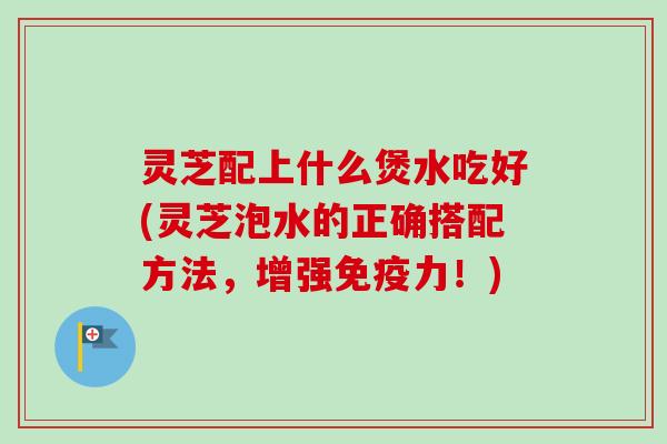 灵芝配上什么煲水吃好(灵芝泡水的正确搭配方法，增强免疫力！)