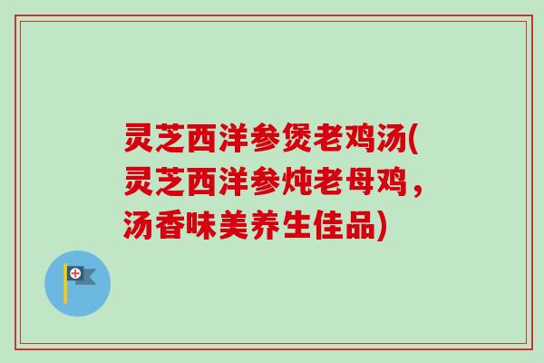 灵芝西洋参煲老鸡汤(灵芝西洋参炖老母鸡，汤香味美养生佳品)