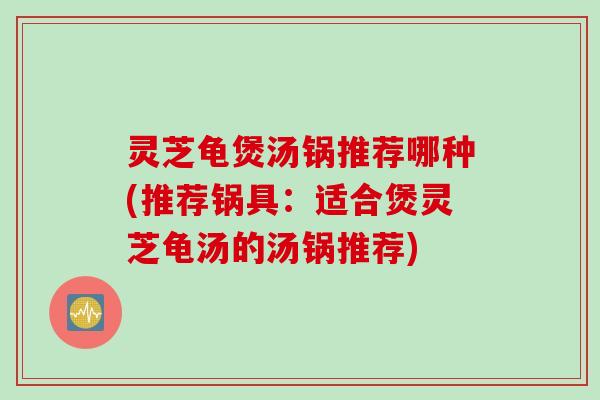 灵芝龟煲汤锅推荐哪种(推荐锅具：适合煲灵芝龟汤的汤锅推荐)