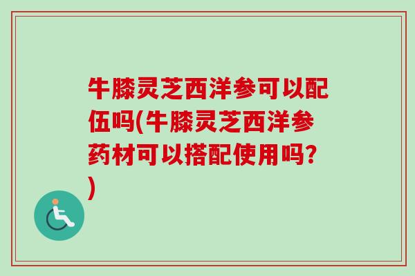 牛膝灵芝西洋参可以配伍吗(牛膝灵芝西洋参药材可以搭配使用吗？)