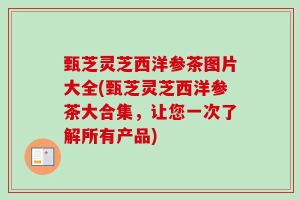甄芝灵芝西洋参茶图片大全(甄芝灵芝西洋参茶大合集,让您一次了解所有产品) 甄芝灵芝西洋参茶图片大全(甄芝灵芝西洋参茶大合集,让您一次了解所有产品)