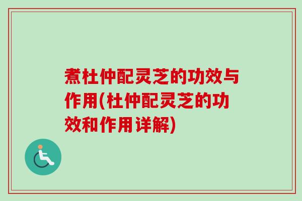 煮杜仲配灵芝的功效与作用(杜仲配灵芝的功效和作用详解)