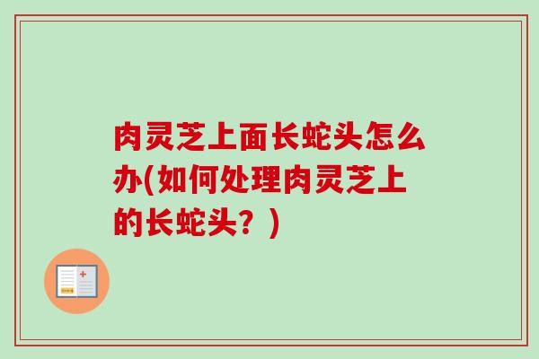 肉灵芝上面长蛇头怎么办(如何处理肉灵芝上的长蛇头？)