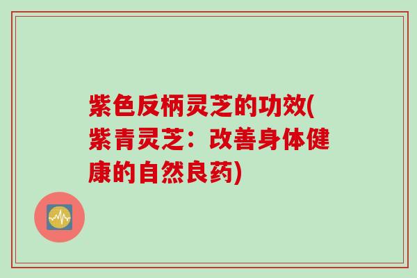 紫色反柄灵芝的功效(紫青灵芝：改善身体健康的自然良药)