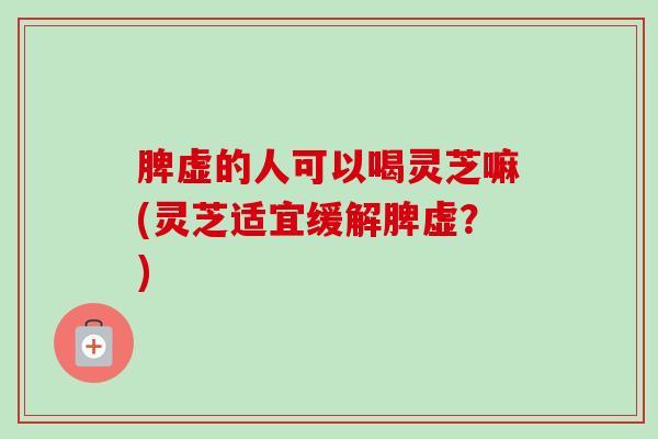 脾虚的人可以喝灵芝嘛(灵芝适宜缓解脾虚？)