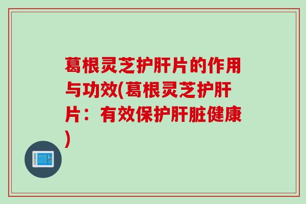 葛根灵芝片的作用与功效(葛根灵芝片：有效保护健康)