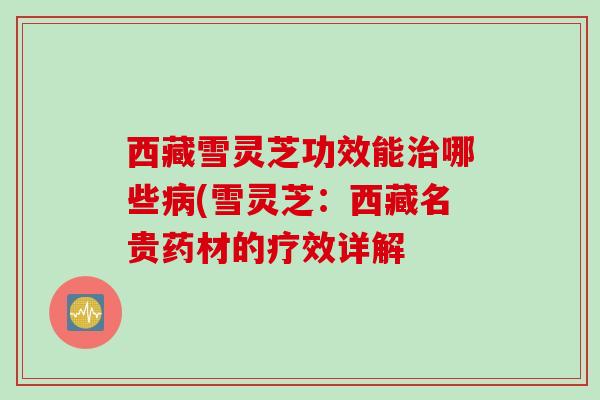 西藏雪灵芝功效能治哪些病(雪灵芝：西藏名贵药材的疗效详解