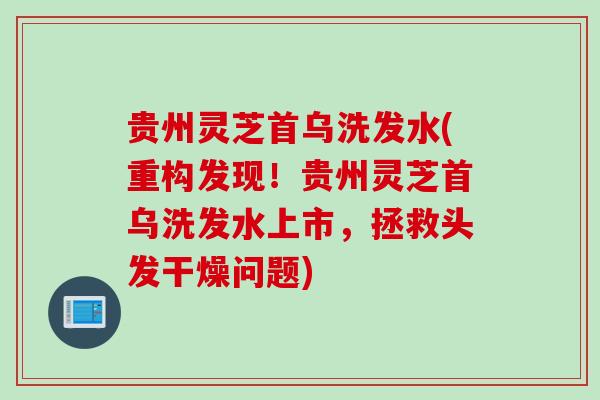 贵州灵芝首乌洗发水(重构发现!贵州灵芝首乌洗发水上市,拯救头发干燥问题) 贵州灵芝首乌洗发水(重构发现!贵州灵芝首乌洗发水上市,拯救头发干燥问题)