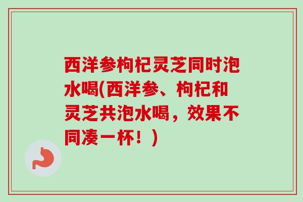 西洋参枸杞灵芝同时泡水喝(西洋参、枸杞和灵芝共泡水喝,效果不同凑一杯!) 西洋参枸杞灵芝同时泡水喝(西洋参、枸杞和灵芝共泡水喝,效果不同凑一杯!)
