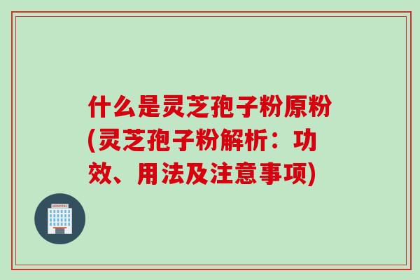 什么是灵芝孢子粉原粉(灵芝孢子粉解析：功效、用法及注意事项)