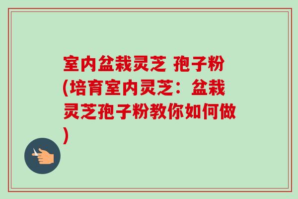 室内盆栽灵芝 孢子粉(培育室内灵芝：盆栽灵芝孢子粉教你如何做)