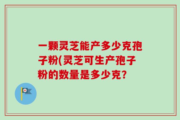 一颗灵芝能产多少克孢子粉(灵芝可生产孢子粉的数量是多少克？