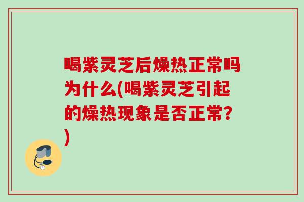 喝紫灵芝后燥热正常吗为什么(喝紫灵芝引起的燥热现象是否正常？)