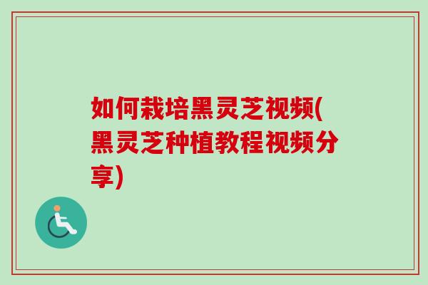 如何栽培黑灵芝视频(黑灵芝种植教程视频分享)