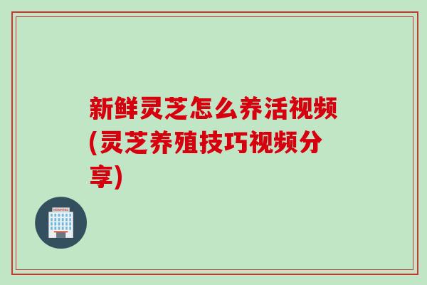 新鲜灵芝怎么养活视频(灵芝养殖技巧视频分享)
