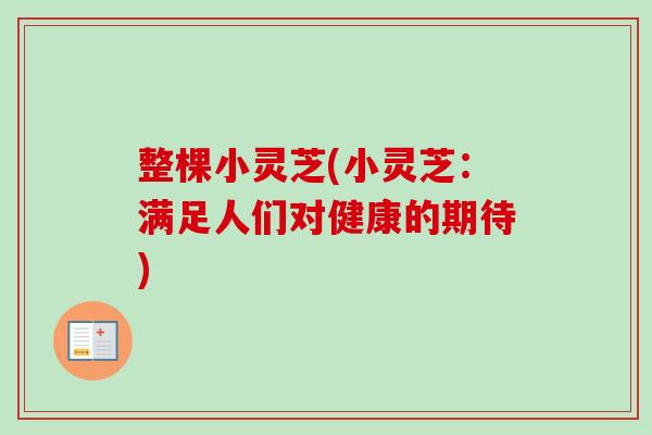 整棵小灵芝(小灵芝：满足人们对健康的期待)