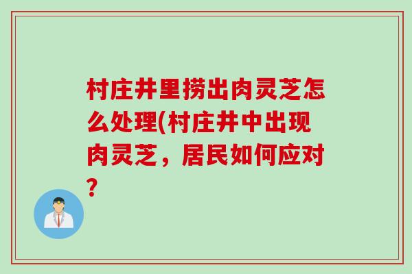 村庄井里捞出肉灵芝怎么处理(村庄井中出现肉灵芝，居民如何应对？