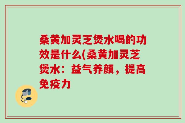 桑黄加灵芝煲水喝的功效是什么(桑黄加灵芝煲水：益气养颜，提高免疫力