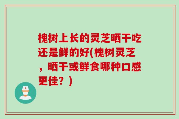 槐树上长的灵芝晒干吃还是鲜的好(槐树灵芝,晒干或鲜食哪种口感更佳?) 槐树上长的灵芝晒干吃还是鲜的好(槐树灵芝,晒干或鲜食哪种口感更佳?)