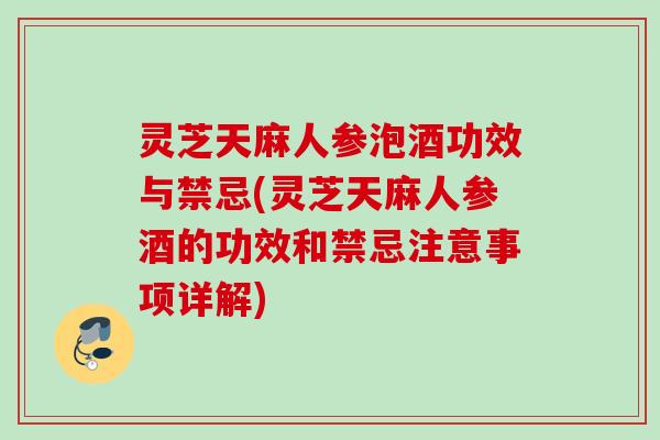 灵芝天麻人参泡酒功效与禁忌(灵芝天麻人参酒的功效和禁忌注意事项详解)