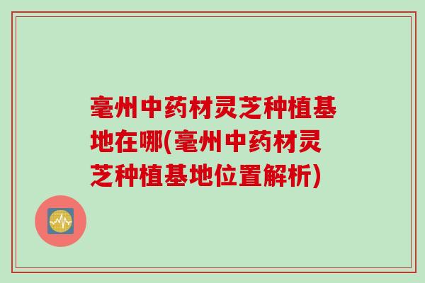 毫州材灵芝种植基地在哪(毫州材灵芝种植基地位置解析) 毫州材灵芝种植基地在哪(毫州材灵芝种植基地位置解析)