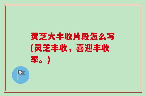 灵芝大丰收片段怎么写(灵芝丰收，喜迎丰收季。)