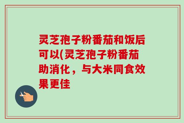 灵芝孢子粉番茄和饭后可以(灵芝孢子粉番茄助消化，与大米同食效果更佳