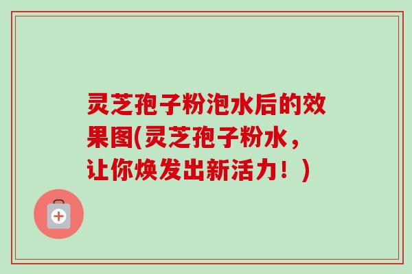 灵芝孢子粉泡水后的效果图(灵芝孢子粉水，让你焕发出新活力！)