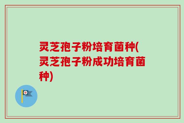 灵芝孢子粉培育菌种(灵芝孢子粉成功培育菌种)