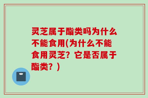 灵芝属于酯类吗为什么不能食用(为什么不能食用灵芝？它是否属于酯类？)