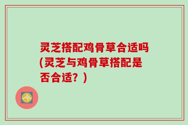 灵芝搭配鸡骨草合适吗(灵芝与鸡骨草搭配是否合适？)