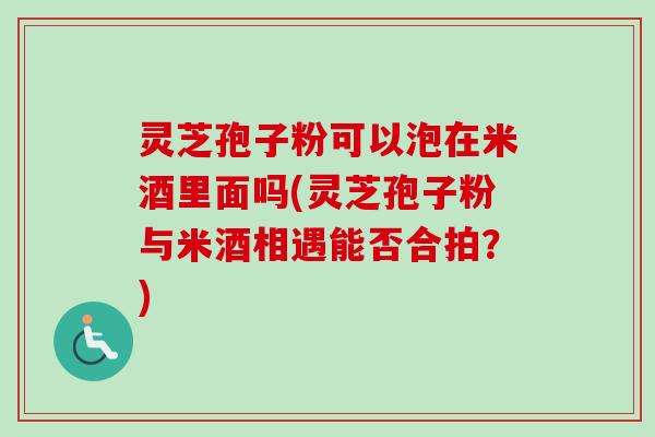灵芝孢子粉可以泡在米酒里面吗(灵芝孢子粉与米酒相遇能否合拍？)