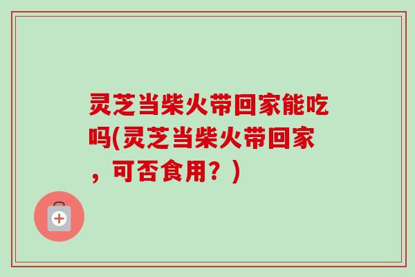 灵芝当柴火带回家能吃吗(灵芝当柴火带回家，可否食用？)