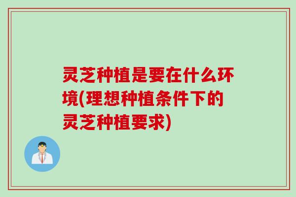 灵芝种植是要在什么环境(理想种植条件下的灵芝种植要求)