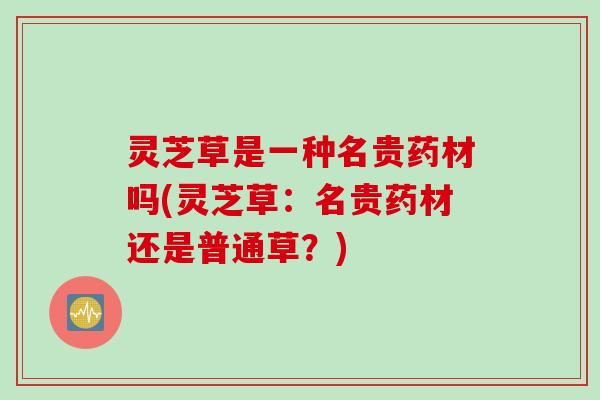 灵芝草是一种名贵药材吗(灵芝草：名贵药材还是普通草？)