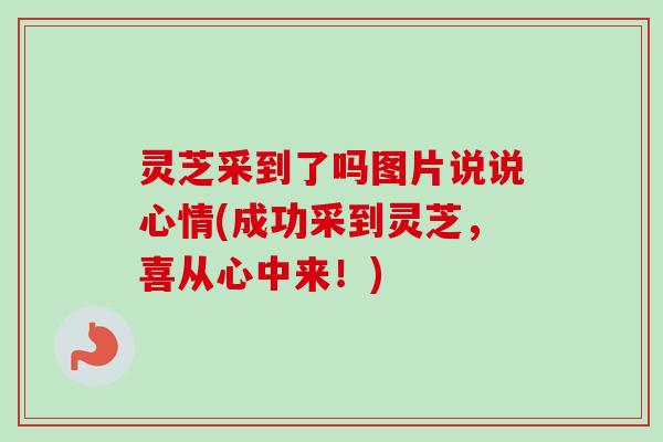 灵芝采到了吗图片说说心情(成功采到灵芝，喜从心中来！)