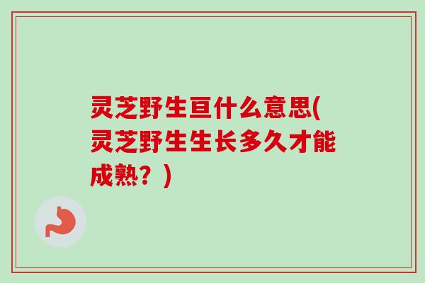 灵芝野生亘什么意思(灵芝野生生长多久才能成熟？)