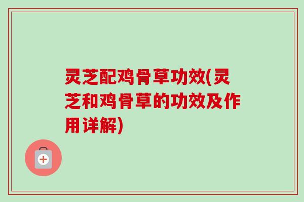 灵芝配鸡骨草功效(灵芝和鸡骨草的功效及作用详解)
