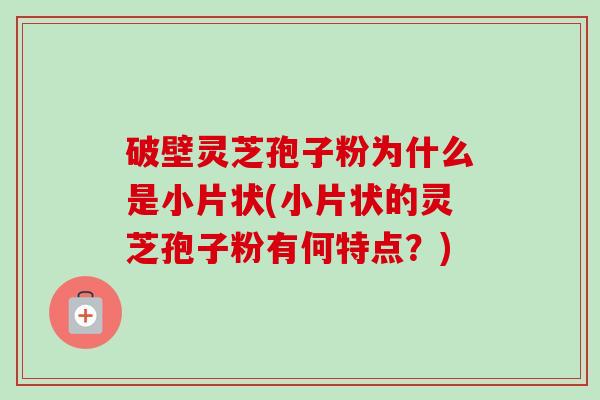 破壁灵芝孢子粉为什么是小片状(小片状的灵芝孢子粉有何特点？)